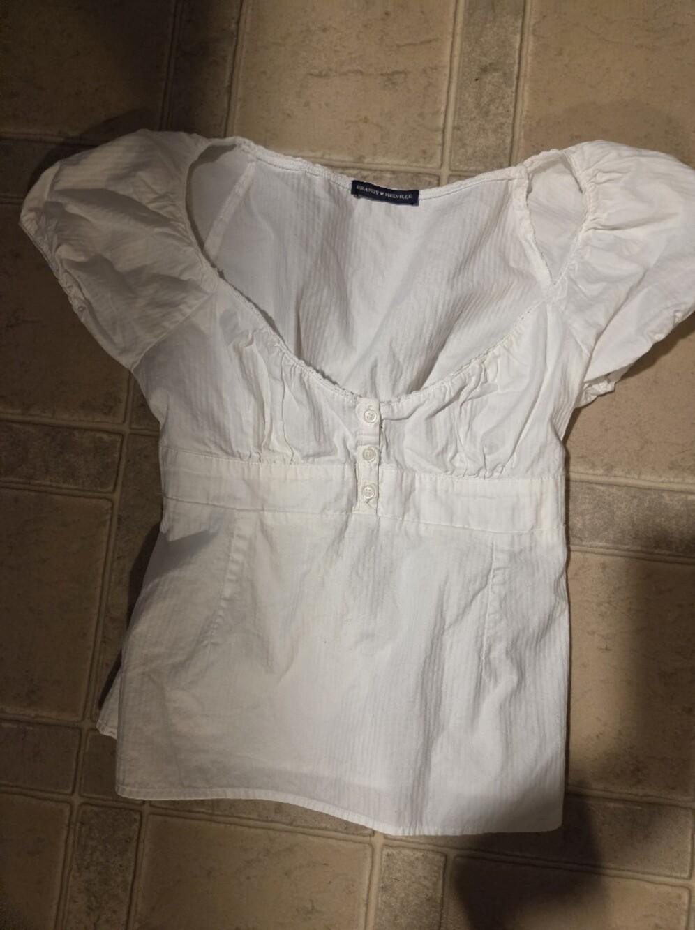 Brandy Melville White Button-Front Scoop Blouse
